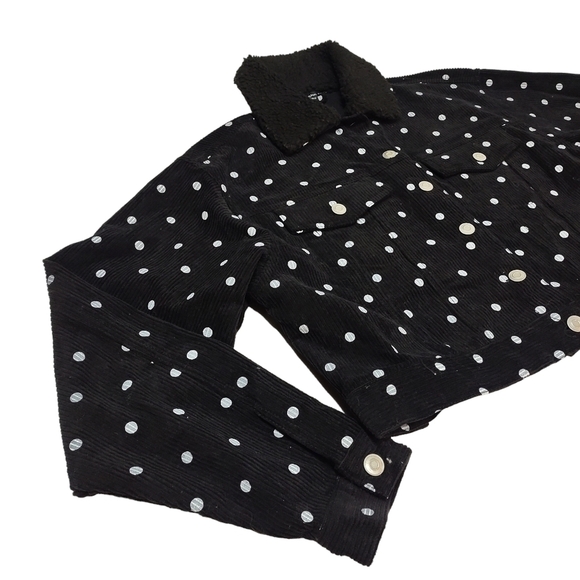 Fika the Brand Women's Black White Corduroy Polka Dot Cropped Jacket Siz… - Picture 7 of 10